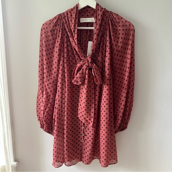 Zimmermann Espionage Neck Tie Blouse Rosewood - Picture 2 of 7